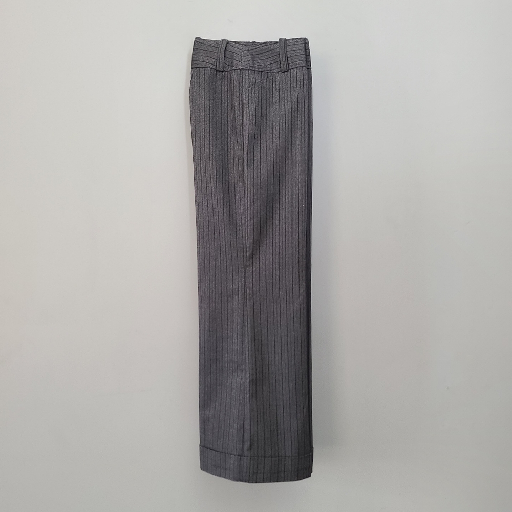 Wide leg pinstripe cuffed pants, 12, grey